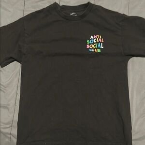 Anti Social Social Club Black Tee with Multicolor Logo